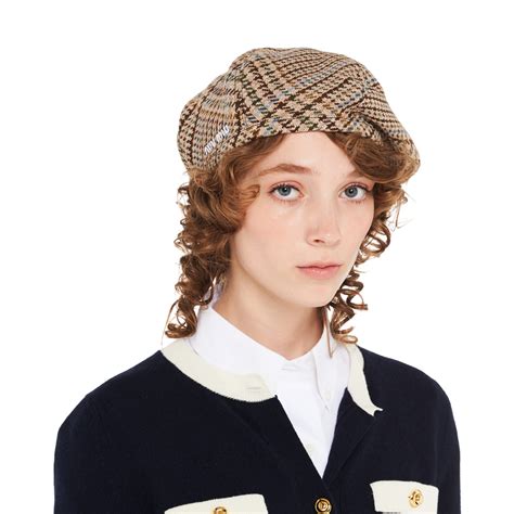 miu miu 1522084004|Cocoa Brown Chevron Wool Beret .